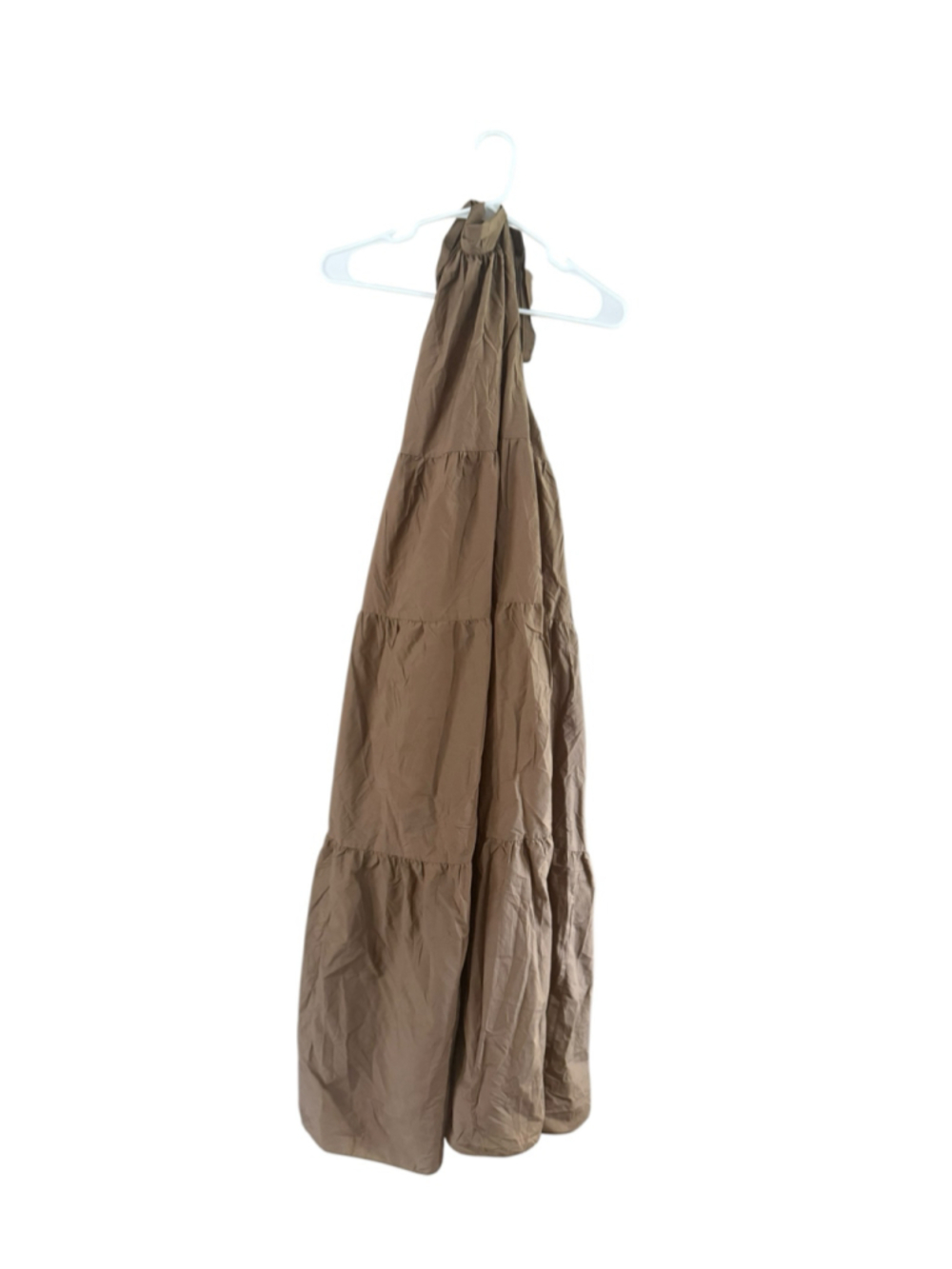 Women's Theory Petite Maxi Dress Brown Tiered Halter Neck - Picture 2 of 10